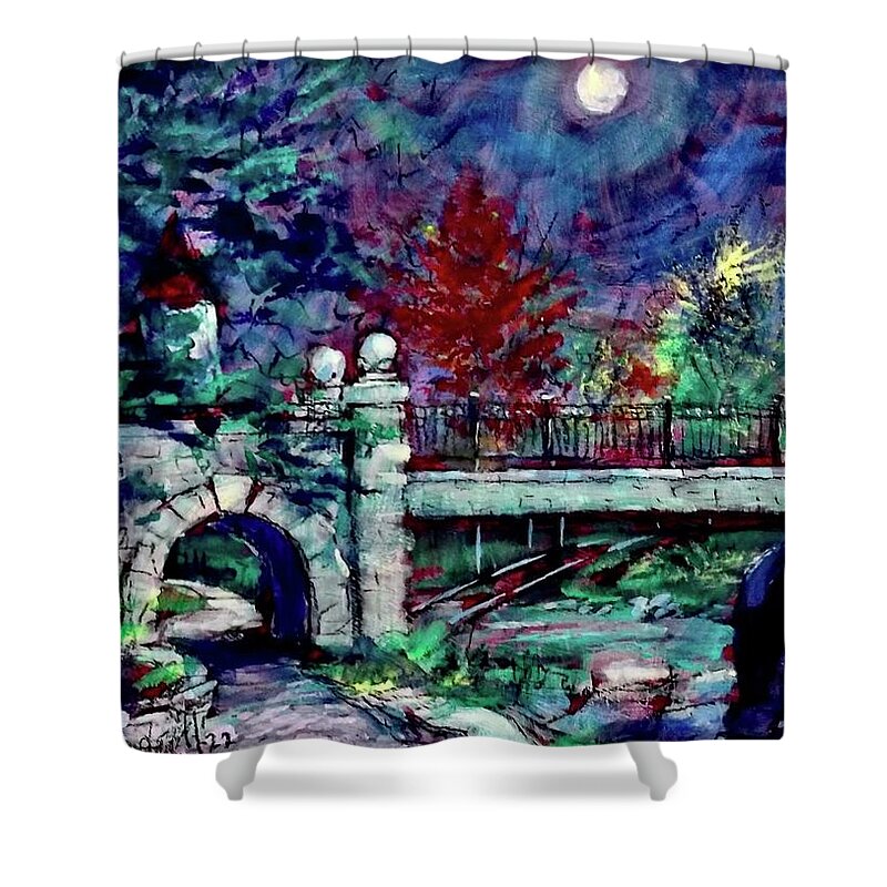 Painting Shower Curtain featuring the painting Night Bear by Les Leffingwell