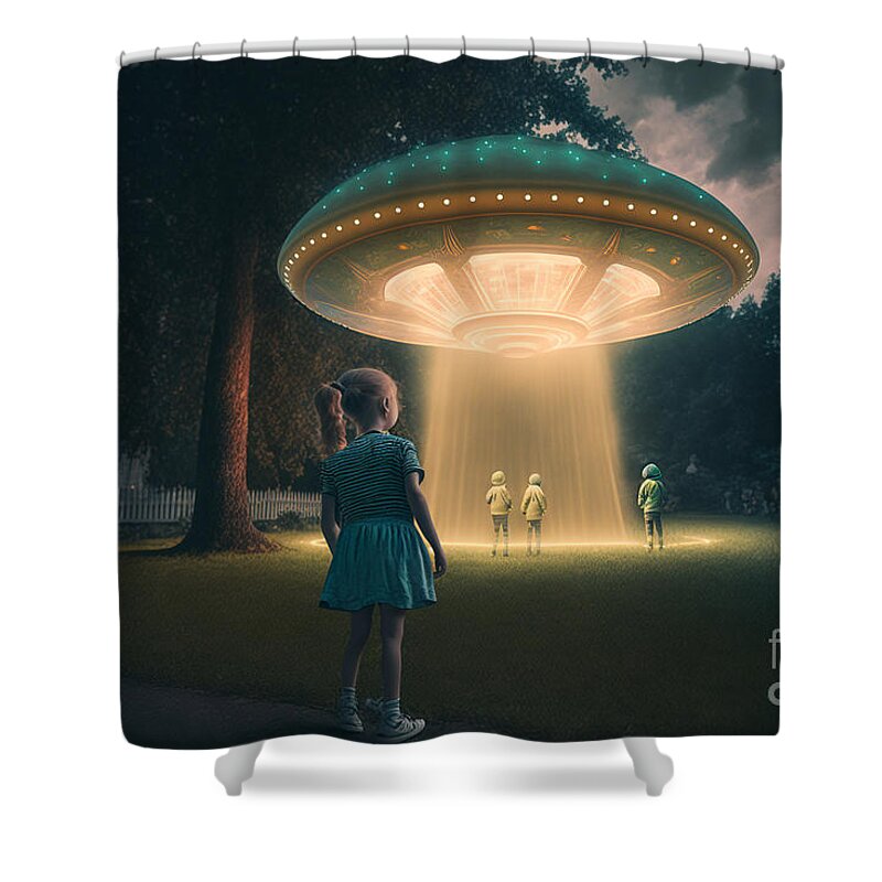 Night Shower Curtain featuring the mixed media Night Games I by Jay Schankman