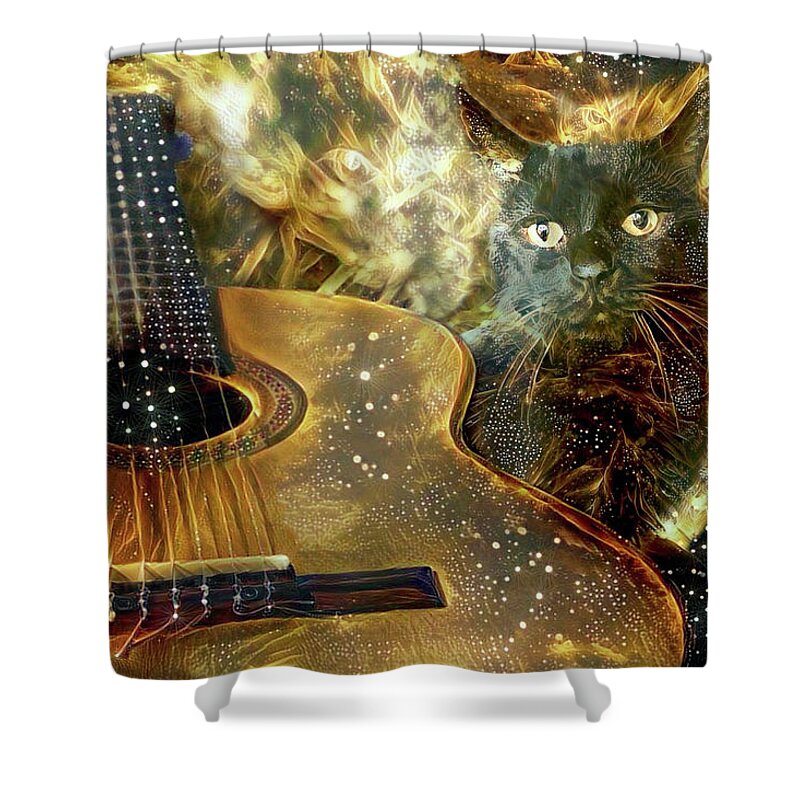 Guitar Shower Curtain featuring the digital art Night Moves by Peggy Collins