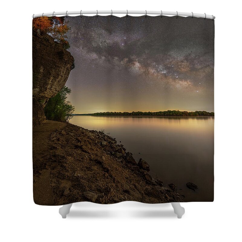 Nightscape Shower Curtain featuring the photograph Night Over the Ohio by Grant Twiss