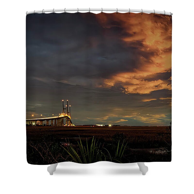 Bridges Shower Curtain featuring the photograph Night Scene Artistry by DB Hayes