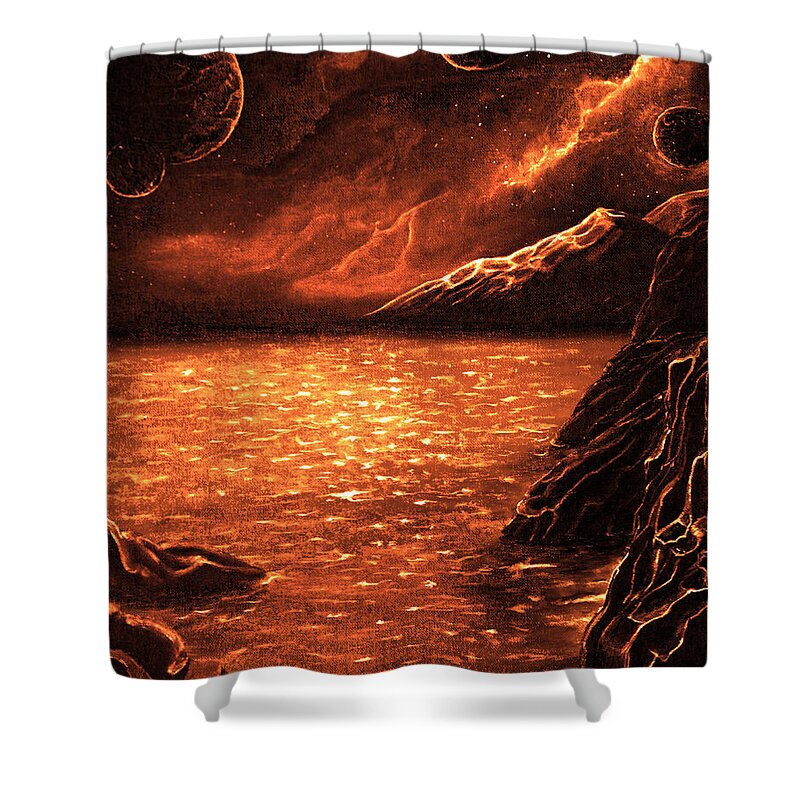 Voyage Shower Curtain featuring the mixed media Night Sky by Medea Ioseliani