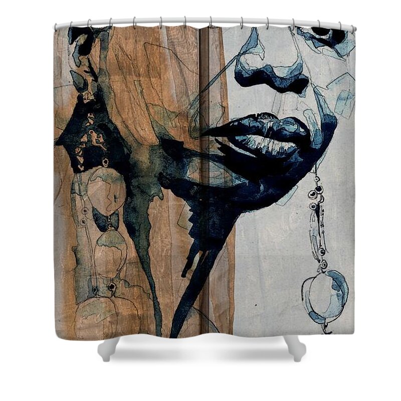 Nina Simone Image Shower Curtain featuring the painting Nina Simone - Silk and Soul by Paul Lovering