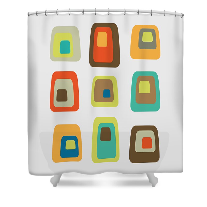 Mid Century Modern Shower Curtain featuring the digital art No Background Concentric Oblongs by Donna Mibus
