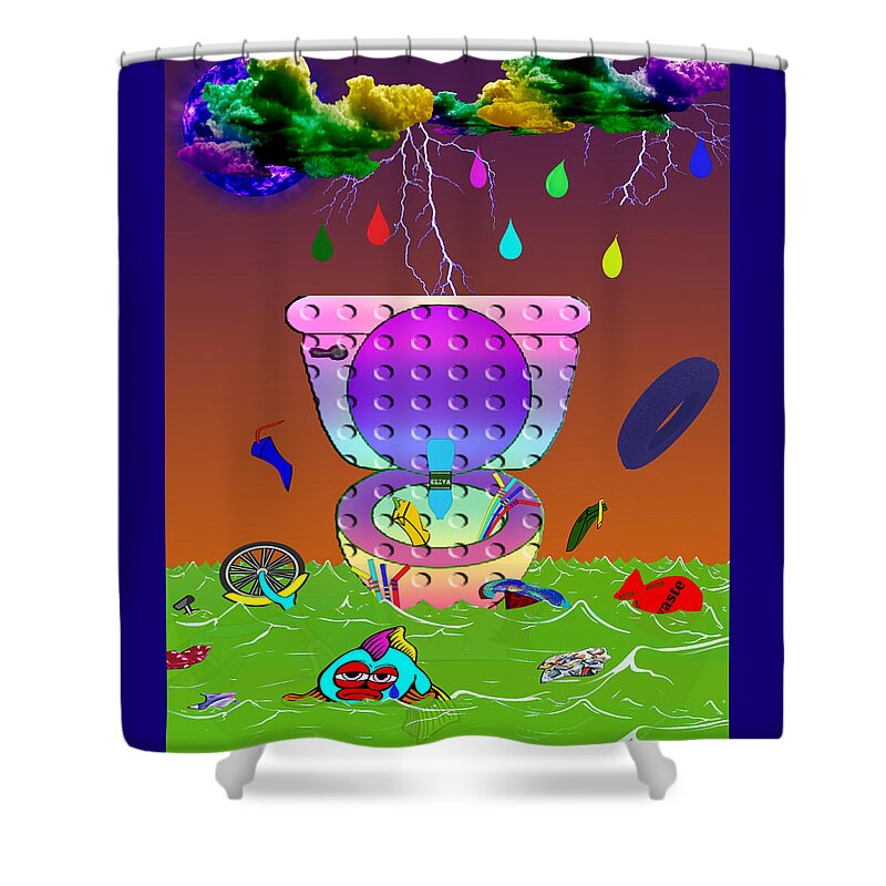Digital Shower Curtain featuring the digital art No Dumping Please by Ronald Mills