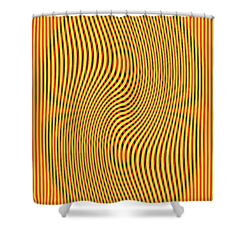 Moiré Shower Curtain featuring the mixed media No Green by Gianni Sarcone