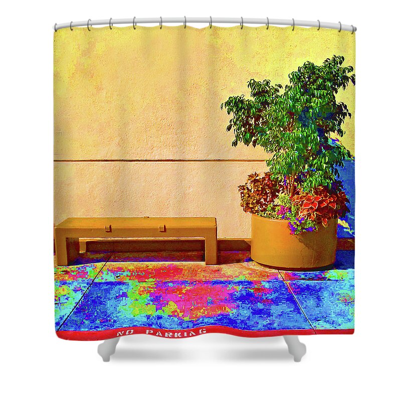 Landscaping Shower Curtain featuring the photograph No Parking Bench by Andrew Lawrence