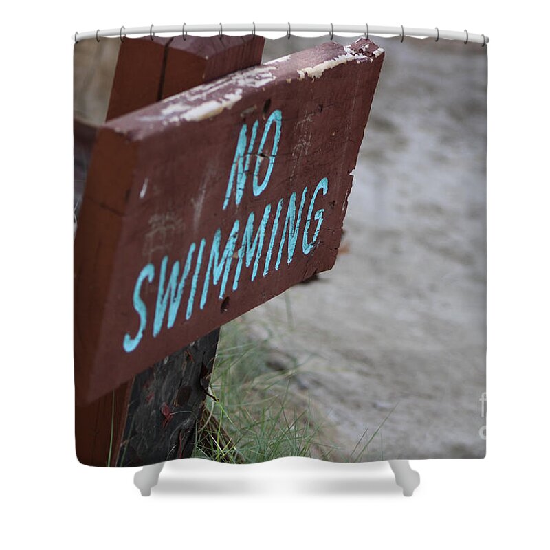 No Swimming Shower Curtain featuring the photograph No Swimming Coachella Valley Wildlife Preserve by Colleen Cornelius