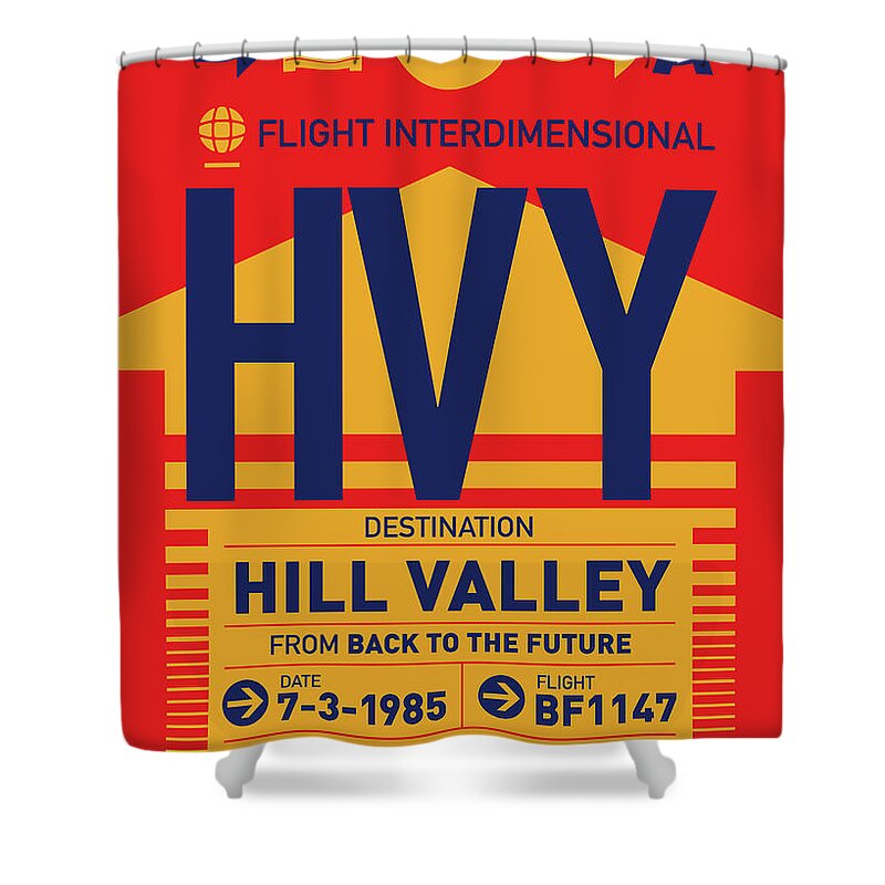 Back Shower Curtain featuring the digital art No006 MY Hill Valley Luggage Tag Poster by Chungkong Art