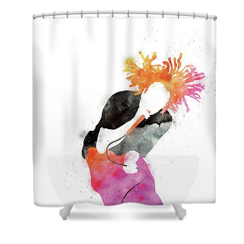 Rage Shower Curtain featuring the digital art No100 MY Rage Against the Machine Watercolor Music poster by Chungkong Art