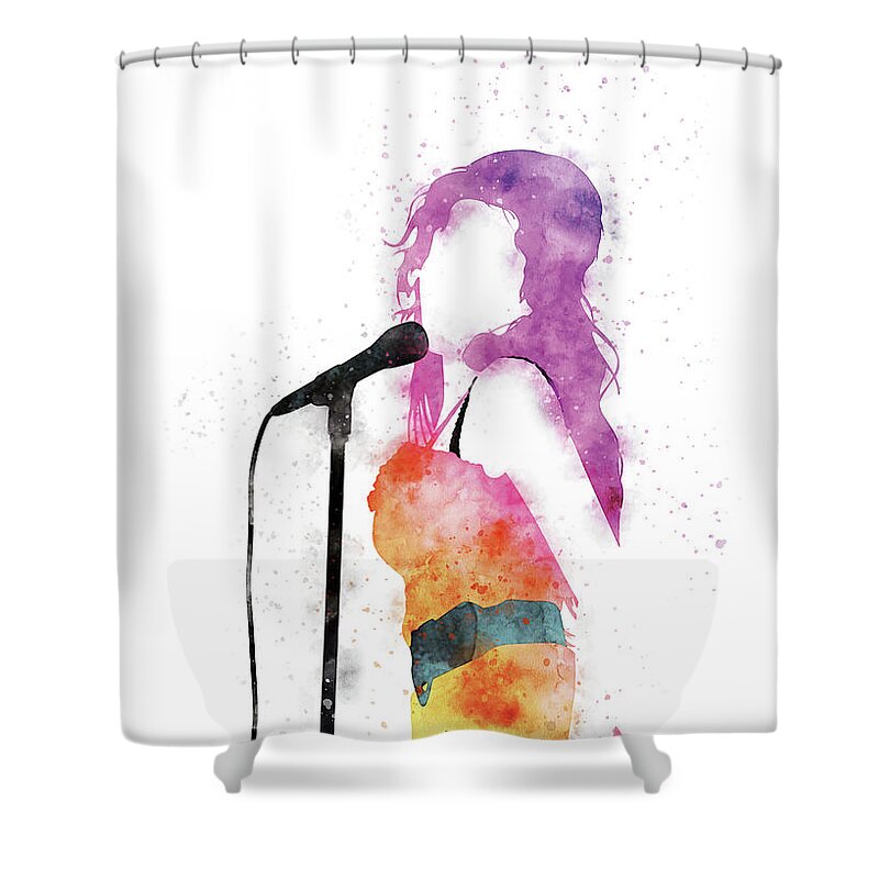 Amy Shower Curtain featuring the digital art No133 MY AMY WINEHOUSE Watercolor Music poster by Chungkong Art