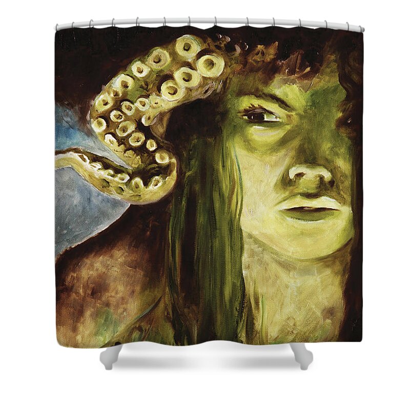 Girl Shower Curtain featuring the painting Nocturne V by Sv Bell