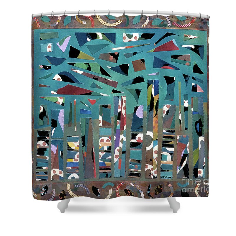 Non-objective Shower Curtain featuring the painting nonobjective art - Tropical Storm by Sharon Hudson