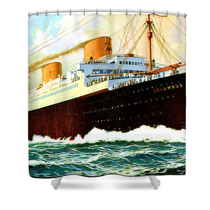 Nord Shower Curtain featuring the painting Norddeutscher Lloyd Bremen Dampfer Columbus 1922 postcard by Unknown