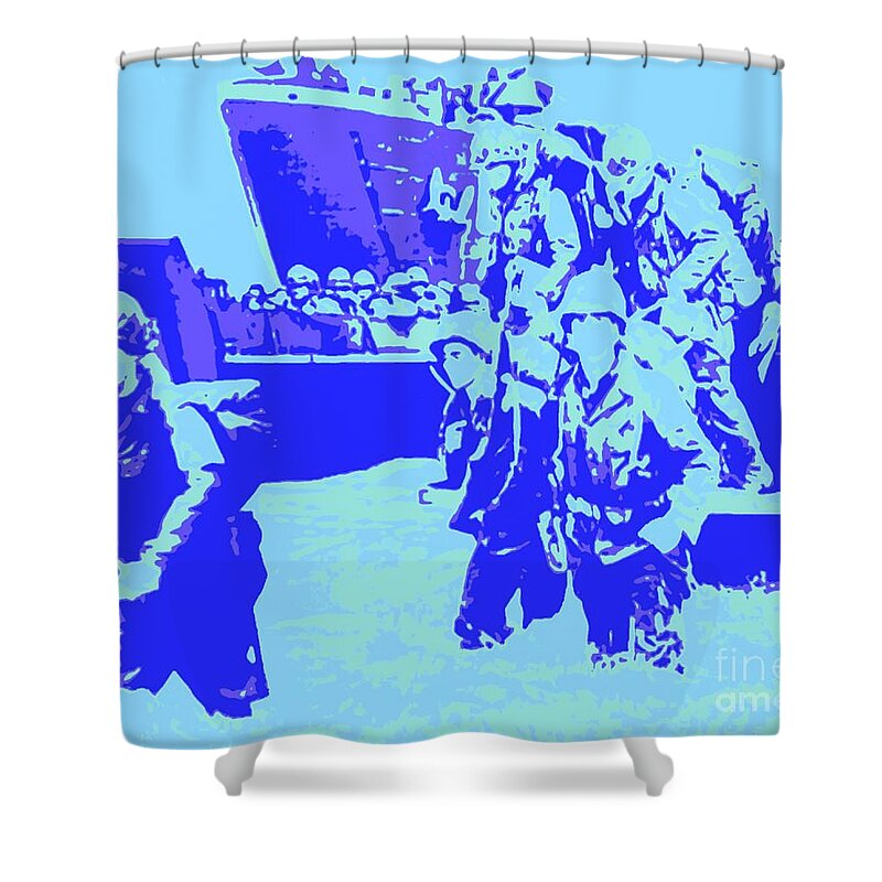 Normandy Shower Curtain featuring the painting Normandy Invasion 1944 by Jack Bunds