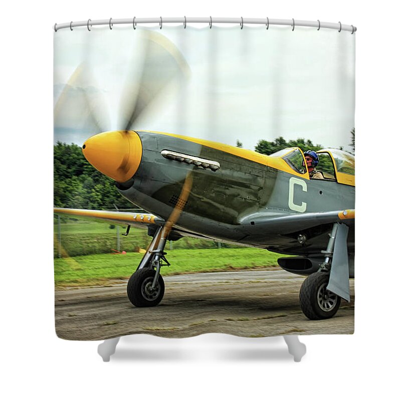 North American Shower Curtain featuring the photograph North American P51 Mustang by Tatiana Travelways