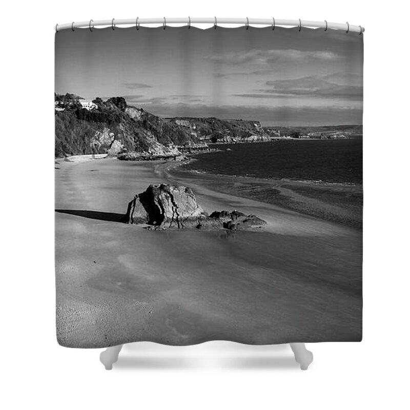 Britain Shower Curtain featuring the photograph North Beach, Tenby by Seeables Visual Arts