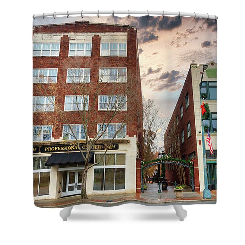 Mountains Shower Curtain featuring the photograph North Carolina Historic Buildings Panorama Normal 23363739 104 by Dan Carmichael