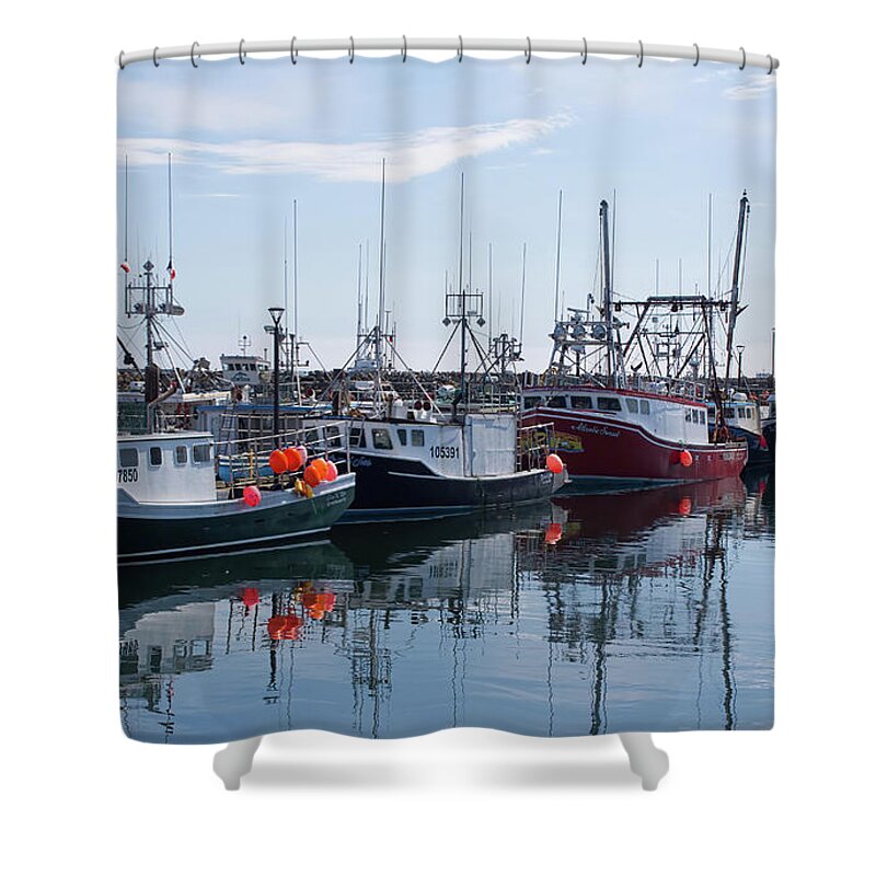 Fishing Boats Shower Curtain featuring the photograph North Head Fishing Boats by Barbara McMahon