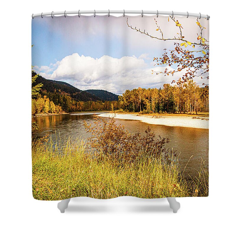 Landscapes Shower Curtain featuring the photograph North Saskatchewan River by Claude Dalley