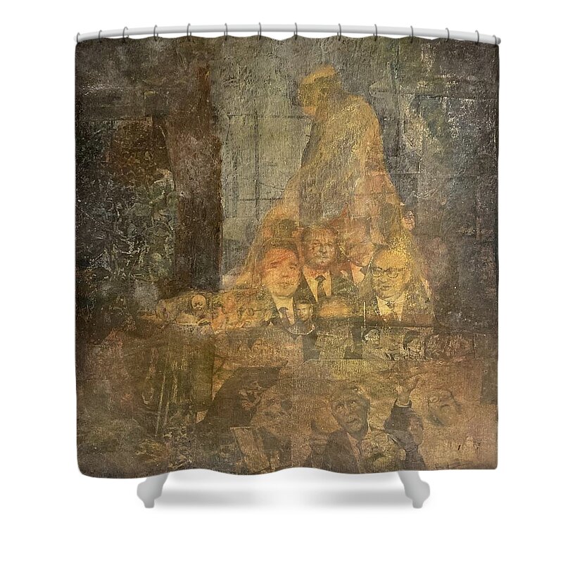 Collage From 1979 Shower Curtain featuring the mixed media Nostalgia On Canvas by David Euler