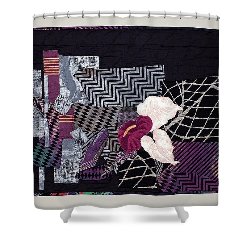 Black Shower Curtain featuring the mixed media Not Everything in Life is Black or White by Vivian Aumond
