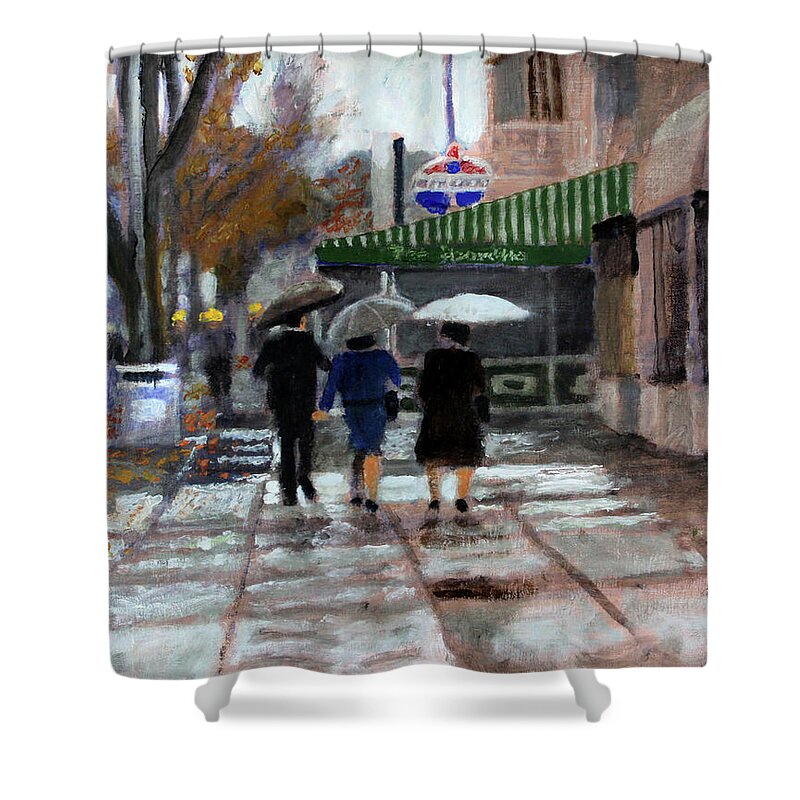 City Street Shower Curtain featuring the painting November Storm by David Zimmerman