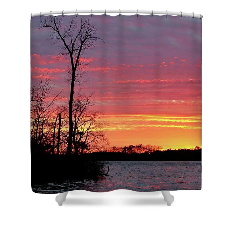 Landscape Shower Curtain featuring the photograph November Sunset by Mary Walchuck