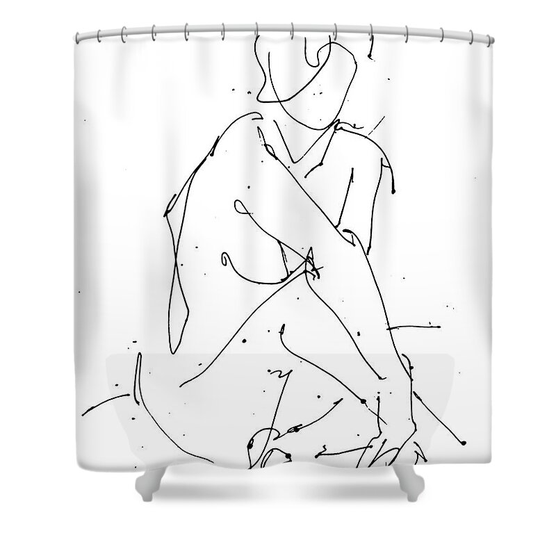 Female Shower Curtain featuring the drawing Nude-Female-Drawing-19 by Gordon Punt