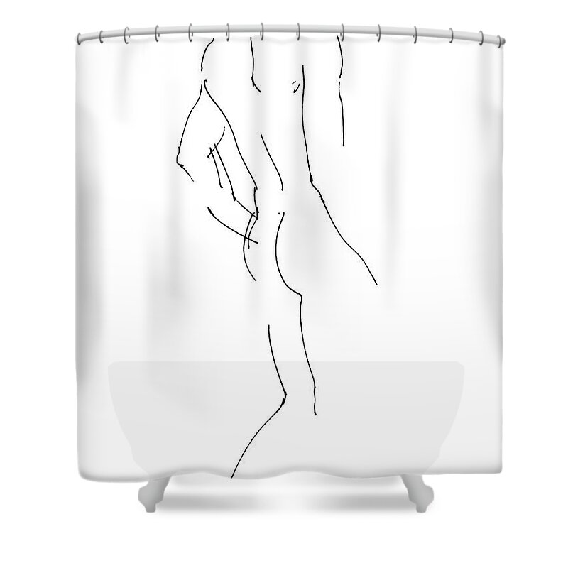 Male Shower Curtain featuring the drawing Nude Male Drawings 2 by Gordon Punt