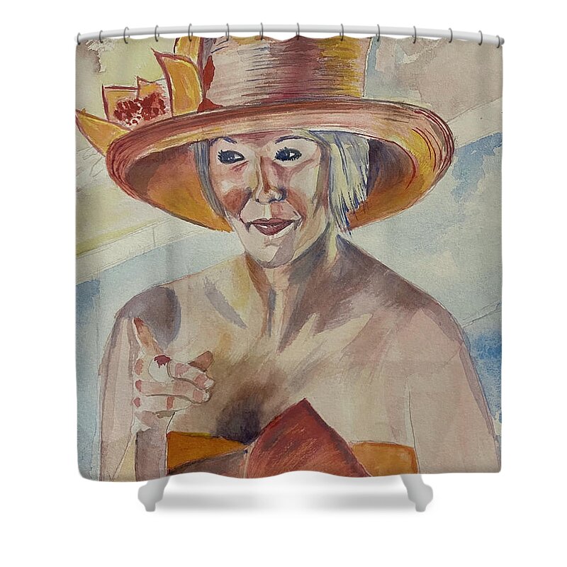 Best Watercolor Shower Curtain featuring the painting Number One Across the Board by Dorsey Northrup