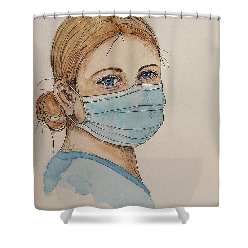 Nurse Shower Curtain featuring the painting Nurse by Lisa Mutch