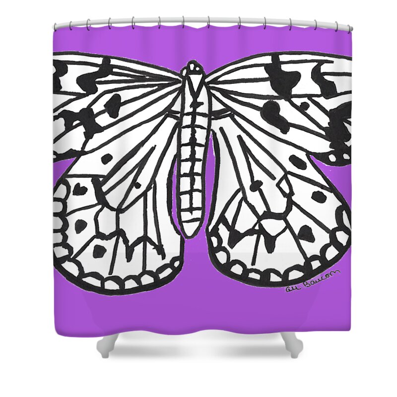 Ink Shower Curtain featuring the drawing Nymph Butterfly by Ali Baucom