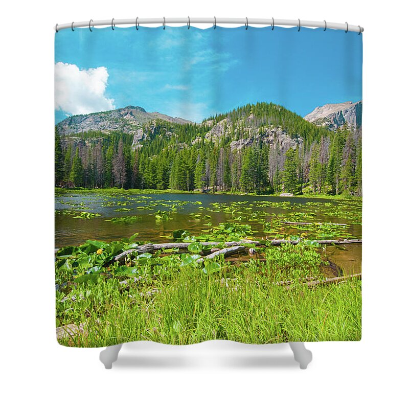 Nymph Lake Shower Curtain featuring the photograph Nymph Lake, Rocky Mountain National Park, Colorado, USA, North America by Tom Potter