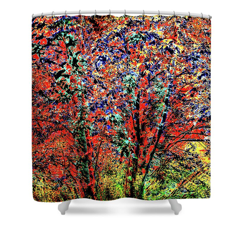 Joe Hoover Shower Curtain featuring the digital art Oak Creek Canyon Fall Tree by Joe Hoover