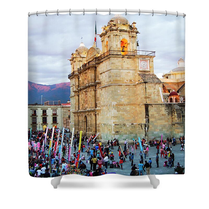 Cathedral Shower Curtain featuring the photograph Oaxaca Cathedral by William Scott Koenig