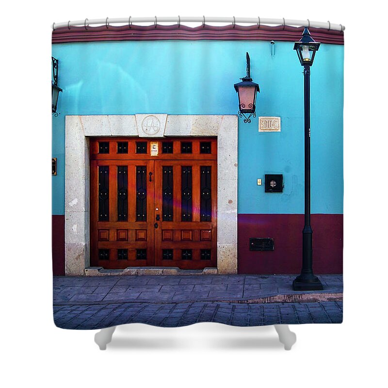 Oaxaca Shower Curtain featuring the photograph Oaxaca Facade by William Scott Koenig