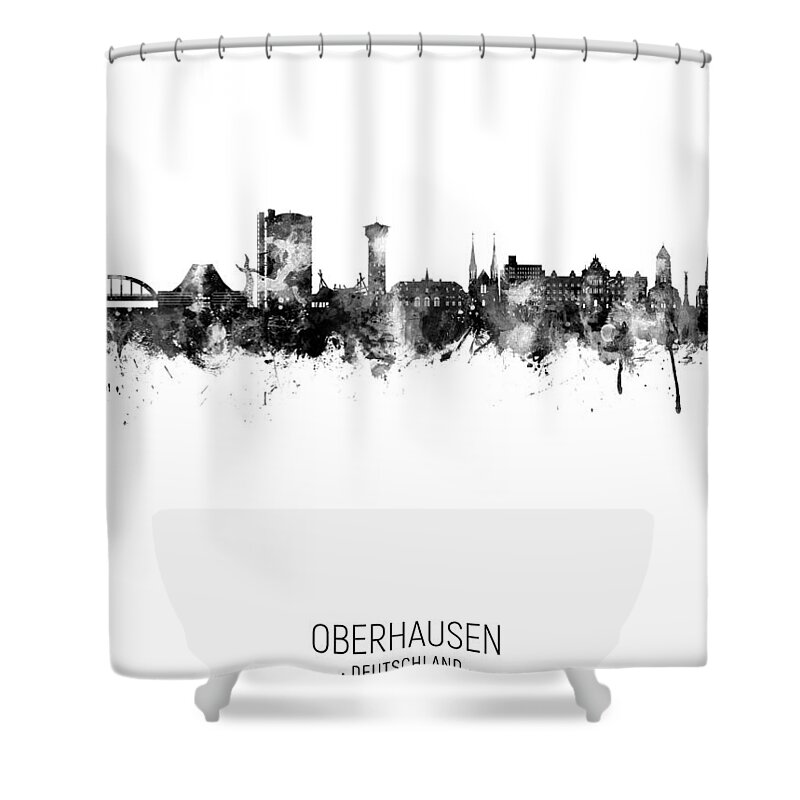 Skyline Shower Curtain featuring the digital art Oberhausen Germany Skyline #45 by Michael Tompsett