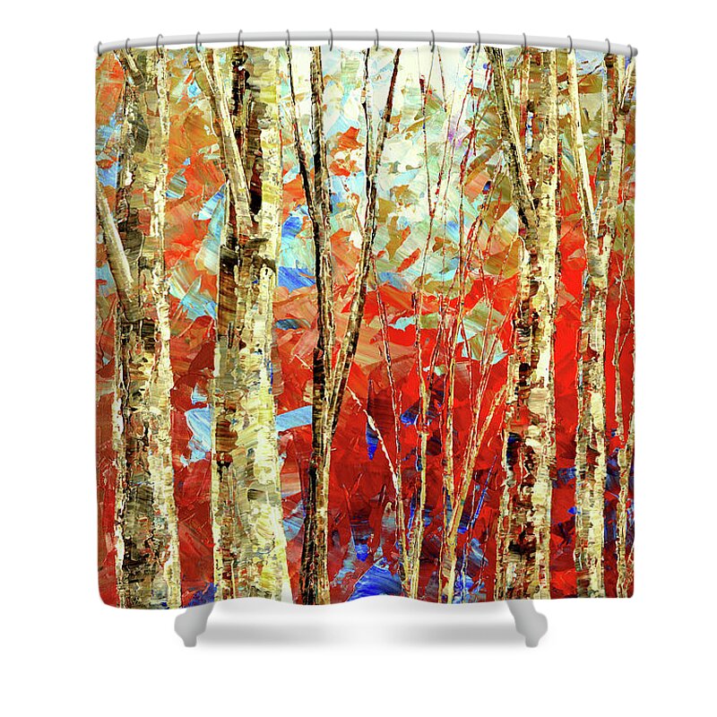 Fall Shower Curtain featuring the painting Observation Point by Tatiana Iliina