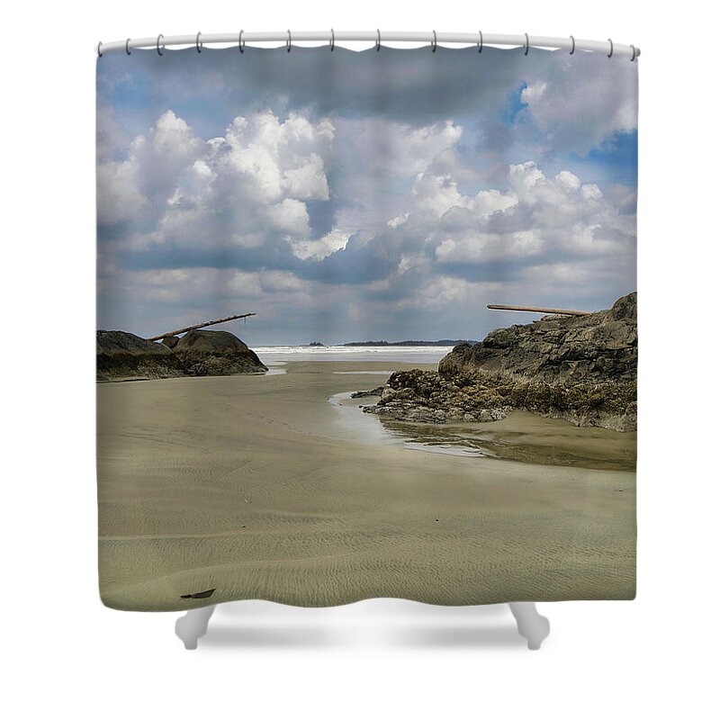 Landscape Shower Curtain featuring the photograph Ocean Between the Tide by Allan Van Gasbeck