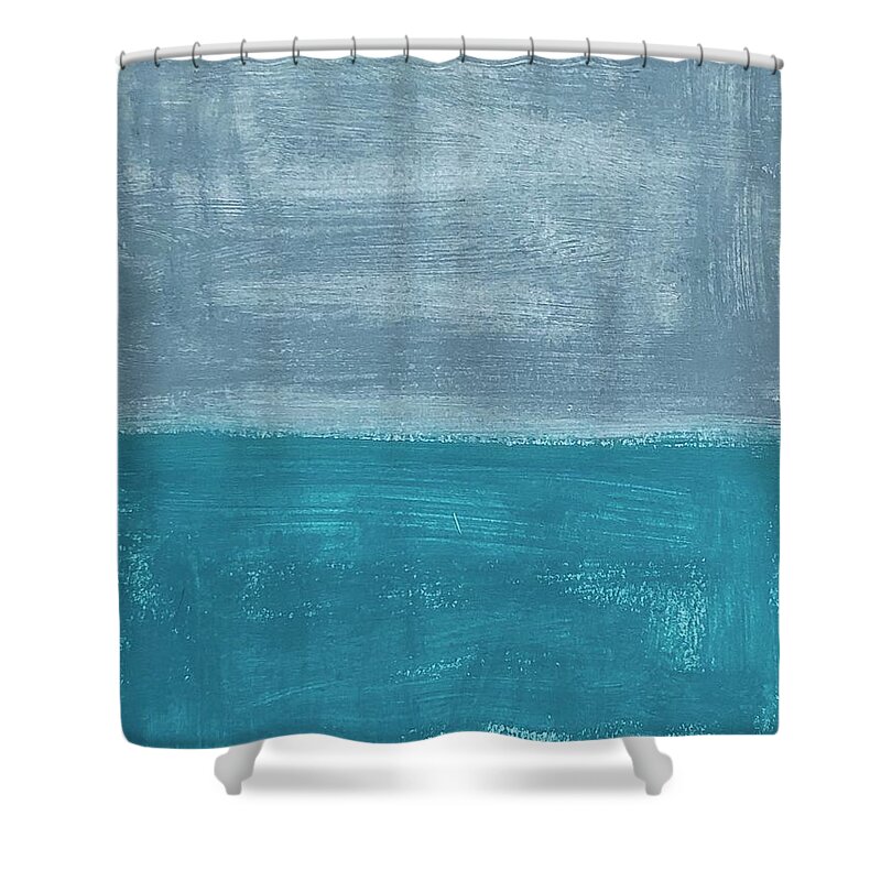  Shower Curtain featuring the mixed media Ocean Gray by Oriel Ceballos