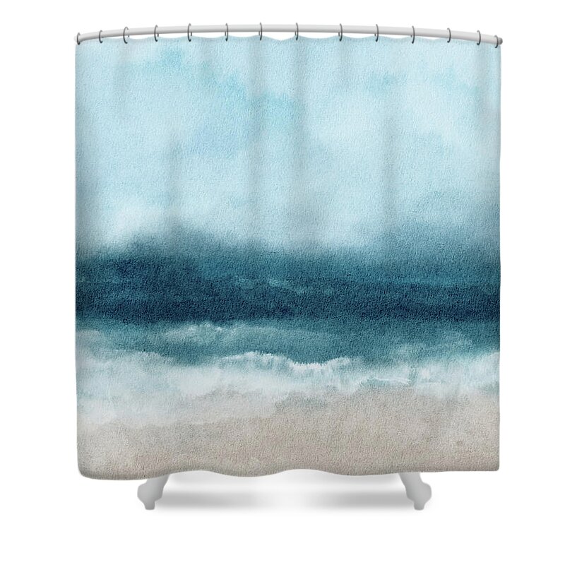 Coastal Shower Curtain featuring the mixed media Ocean Mist- Art by Linda Woods by Linda Woods