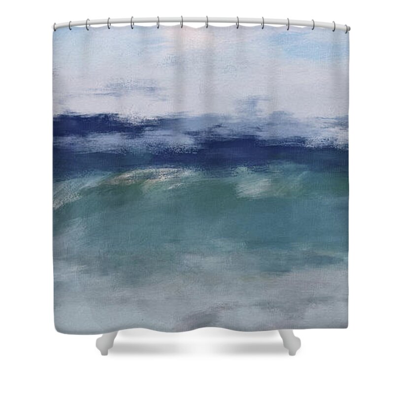 Ocean Shower Curtain featuring the mixed media Ocean Swell 2 Wide- Art by Linda Woods by Linda Woods