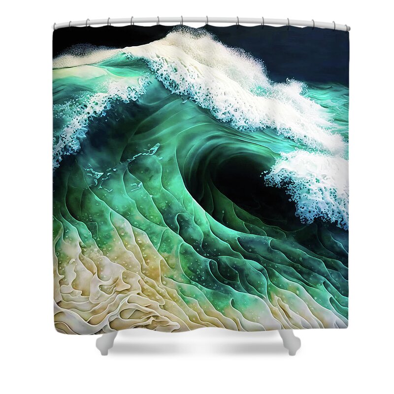Waves Shower Curtain featuring the digital art Ocean Waves 01 by Matthias Hauser