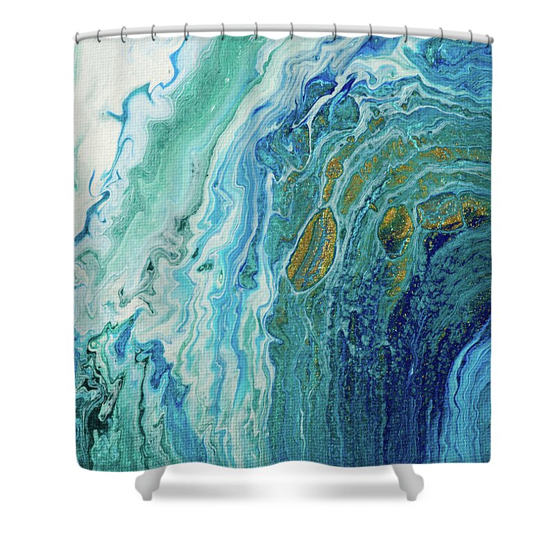 Acrylic Pouring Shower Curtain featuring the painting Ocean Waves Abstract Acrylic Pouring by Matthias Hauser