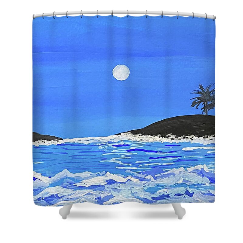 Waves Shower Curtain featuring the painting Ocean Waves in Gouache by Lisa Neuman