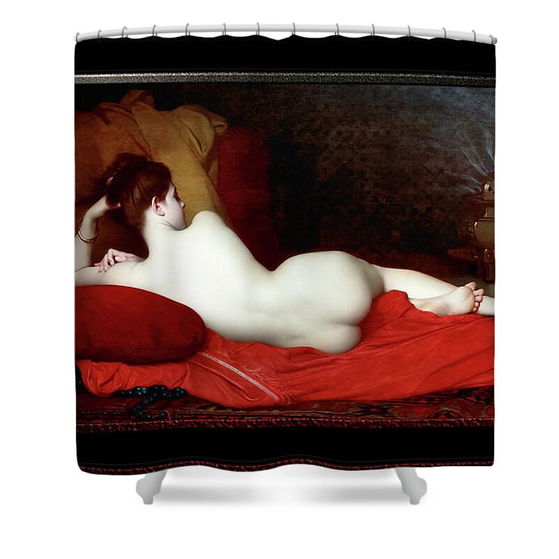 Odalisque Shower Curtain featuring the painting Odalisque by Jules Lefebvre Classical Fine Art Reproduction by Rolando Burbon