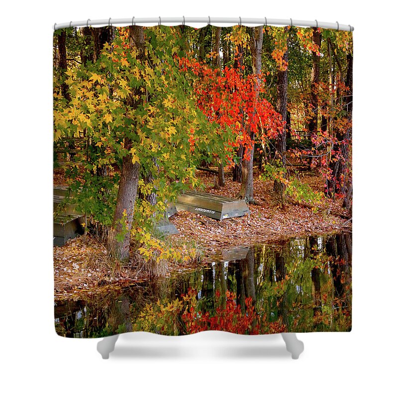 Leaves Shower Curtain featuring the photograph Ode to the Oranges and Yellows of Autumn by Ola Allen