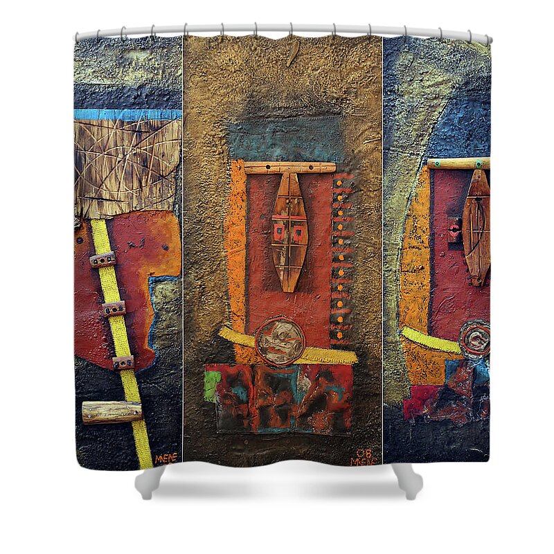 African Art Shower Curtain featuring the painting Odyssey by Michael Nene