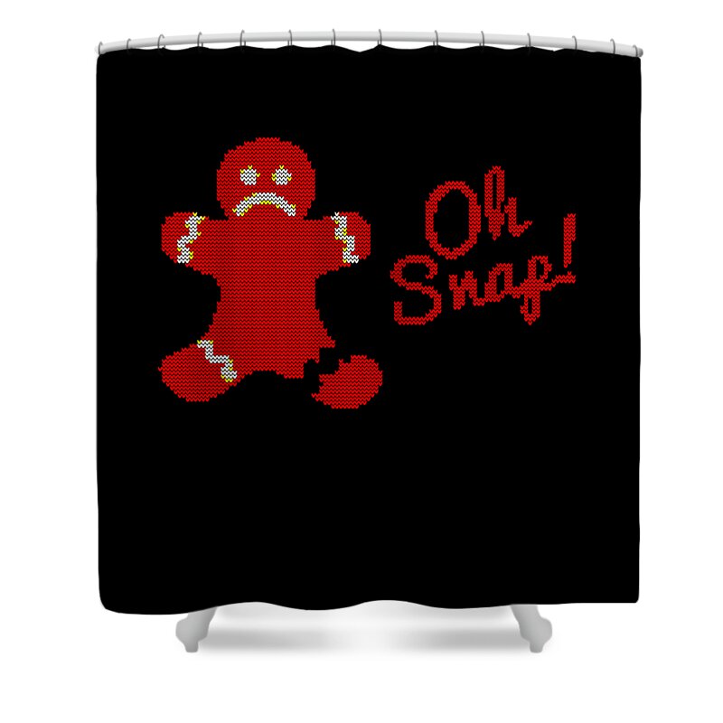 Christmas 2023 Shower Curtain featuring the digital art Oh Snap Gingerman Ugly Christmas by Flippin Sweet Gear